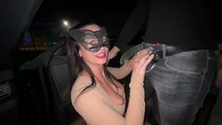 Cuckold takes his wife to have sex in a public parking lot with strangers.  Car sex